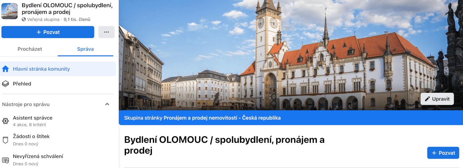 Příspěvek na 1. místo ve skupině o bydlení - Olomouc