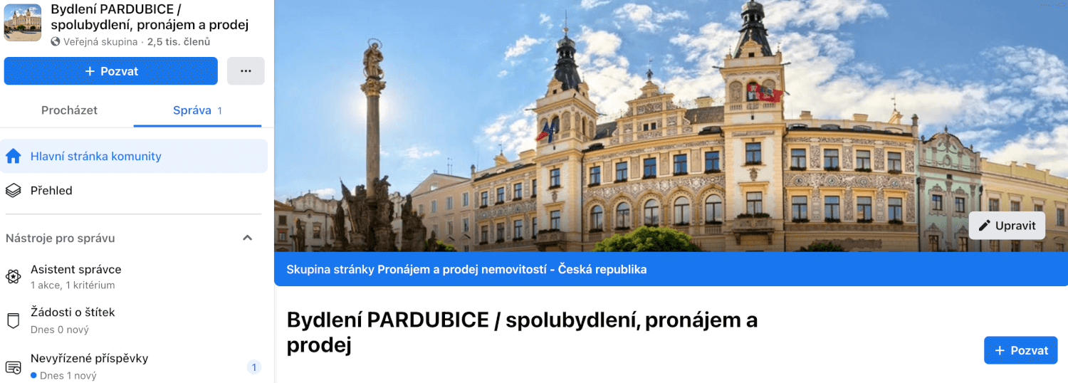 Příspěvek na 1. místo ve skupině o bydlení - Pardubice