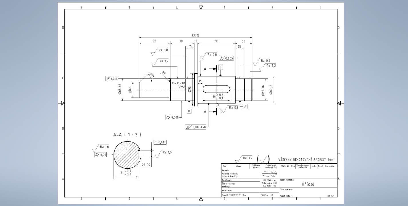 Strojírenská dokumentace strojních součástí CAD a Inventor