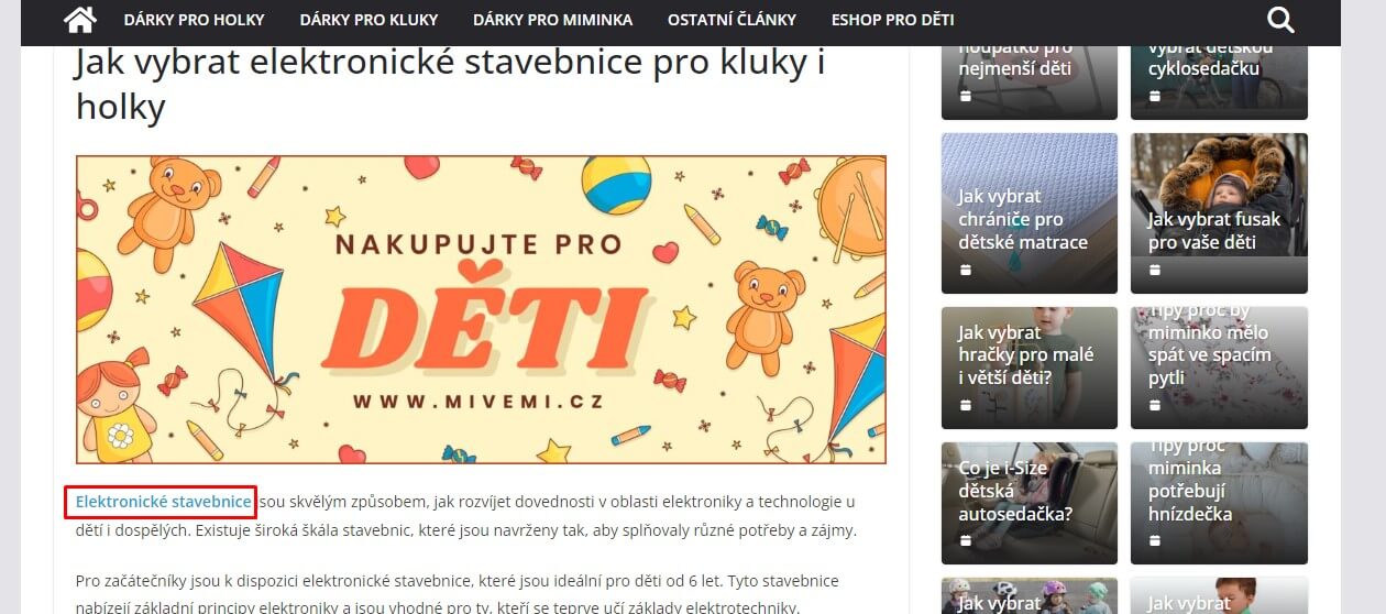 PR článek na webu Darkydetske.cz + odkaz na FB + 15 webech