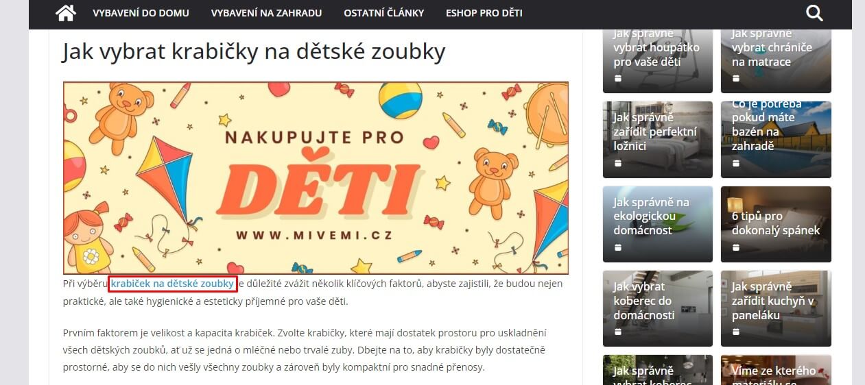 PR článek na Detskevybaveni.cz + odkaz na FB + 15 webech