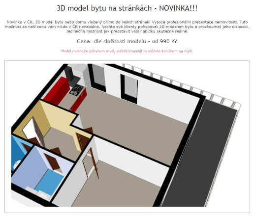 3d model na vašich www stránkách